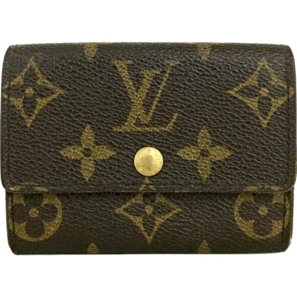 186152BO (L1) Louis Vuitton Wallet Coin Case Porte Monnaie Plat Brown Monogram - Picture 1 of 9
